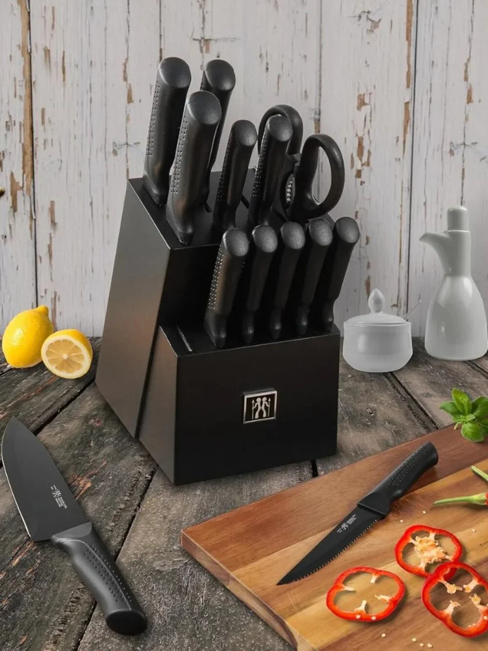 HUNTER DUAL 15 Pcs Kitchen Knife Set High Carbon Stainless Steel, Black *NEW*